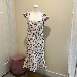 Anthropologie Black and White Flutter Sleeve Midi Dress